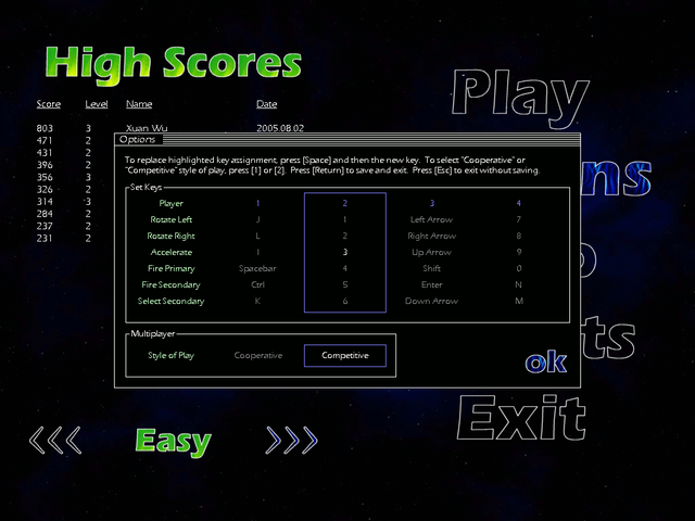 Rocks 2 Options Screen