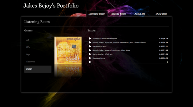 Jakes Bejoy's Portfolio—Listening Room